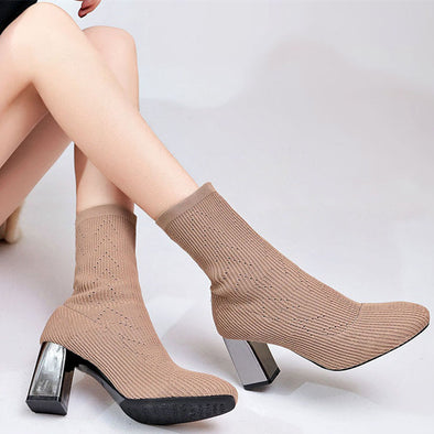 Elastic boots women high heels